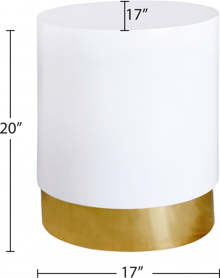 Deco Lacquer Top And Metal Base End Table in White - 215-E