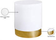 Deco Lacquer Top And Metal Base End Table in White - 215-E