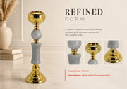 DECO12 4 X 4 X14 JADE + IRON CANDLE HOLDER - 210000007527