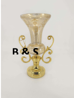 DECO4 9 X 7 X 15 IRON + GLASS CANDLE HOLDER - 210000001063