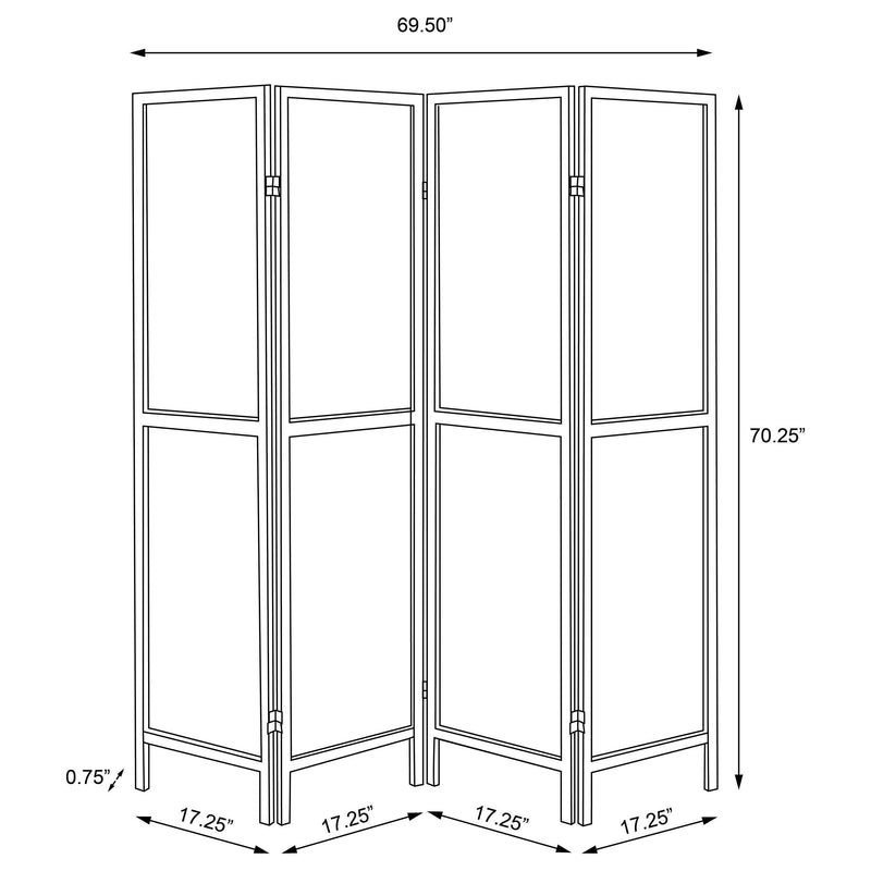 Deepika 4-Panel Room Divider Folding Screen Grey Driftwood - 961415