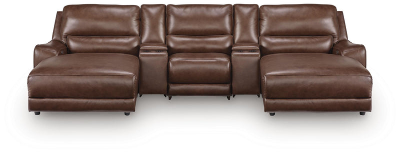 DeepWakes Canyon 5-Piece Reclining Sectional with Double Chaise and Storage Consoles - PCU62607S41