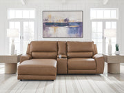 DeepWakes Caramel 3-Piece Power Reclining Sectional with Chaise - PCU62606S17