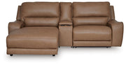DeepWakes Caramel 3-Piece Power Reclining Sectional with Chaise - PCU62606S17
