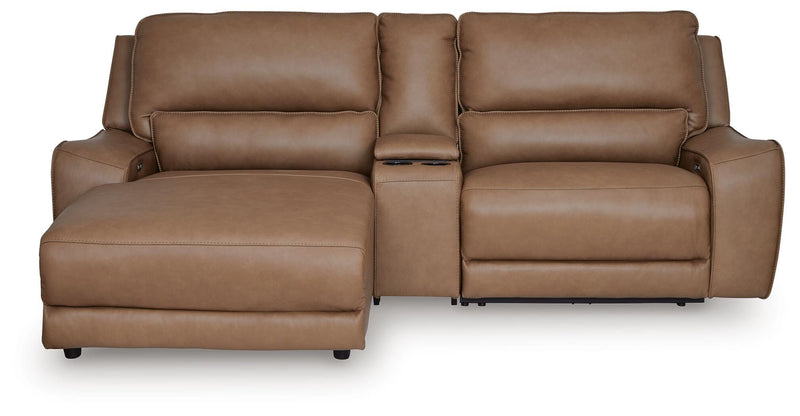 DeepWakes Caramel 3-Piece Power Reclining Sectional with Chaise - PCU62606S17