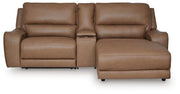 DeepWakes Caramel 3-Piece Power Reclining Sectional with Chaise - PCU62606S4