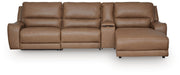 DeepWakes Caramel 4-Piece Reclining Sectional with Chaise and Storage Console - PCU62606S26