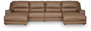 DeepWakes Caramel 4-Piece Reclining Sectional with Double Chaise - PCU62606S37