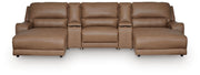 DeepWakes Caramel 5-Piece Reclining Sectional with Double Chaise and Storage Consoles - PCU62606S41