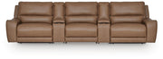 DeepWakes Caramel 5-Piece Reclining Sectional with Storage Consoles - PCU62606S39