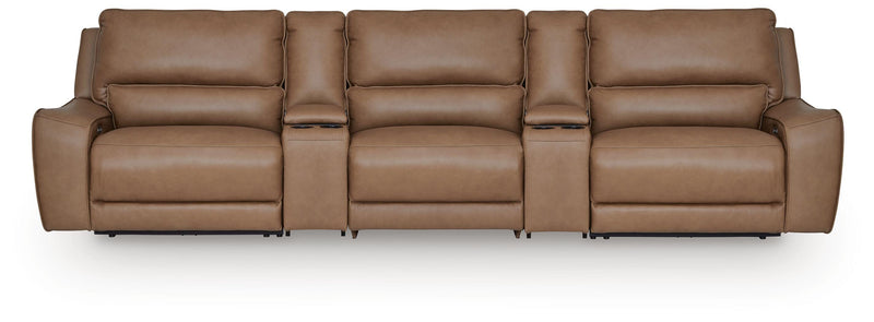 DeepWakes Caramel 5-Piece Reclining Sectional with Storage Consoles - PCU62606S39
