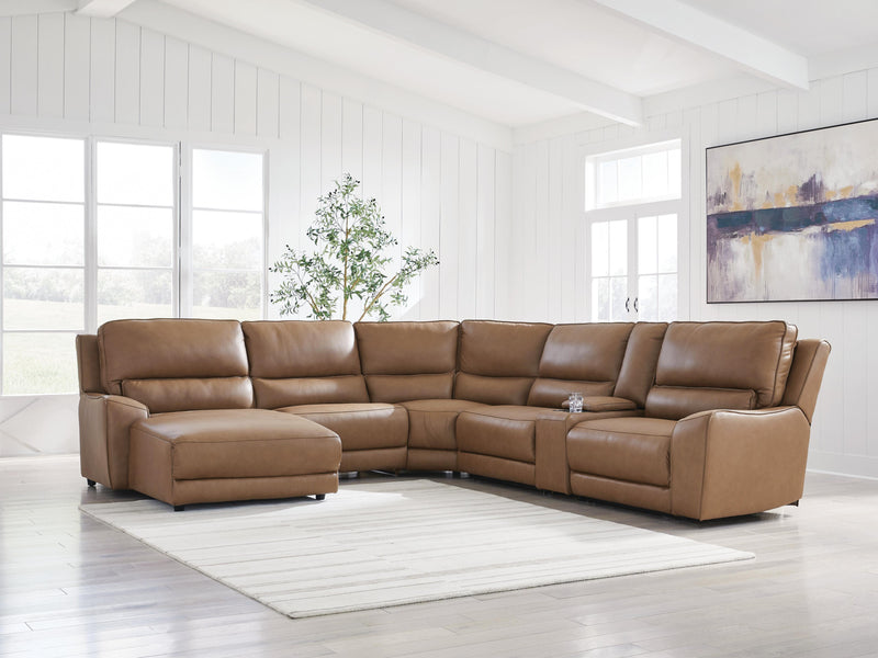 DeepWakes Caramel 6-Piece Power Reclining Sectional with Chaise - PCU62606S19