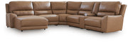 DeepWakes Caramel 6-Piece Power Reclining Sectional with Chaise - PCU62606S19
