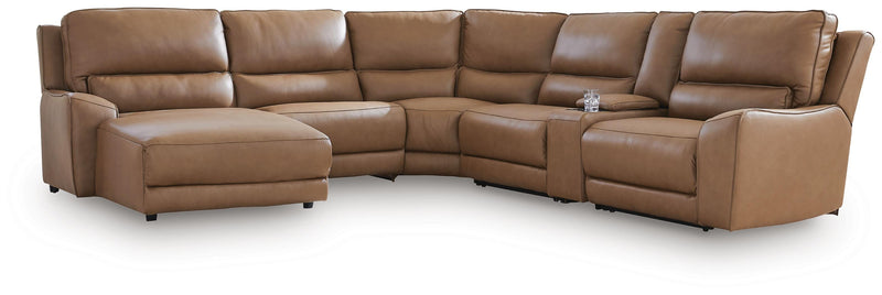 DeepWakes Caramel 6-Piece Power Reclining Sectional with Chaise - PCU62606S19