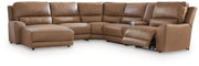 DeepWakes Caramel 6-Piece Power Reclining Sectional with Chaise - PCU62606S19