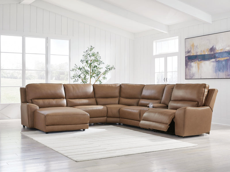 DeepWakes Caramel 6-Piece Power Reclining Sectional with Chaise - PCU62606S19