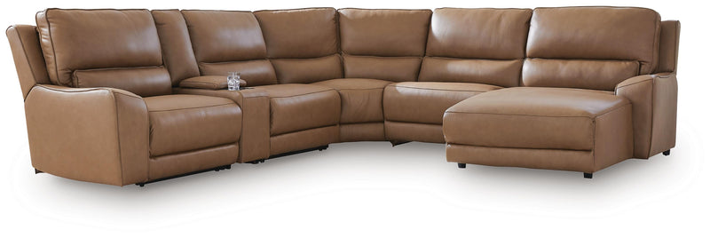 DeepWakes Caramel 6-Piece Power Reclining Sectional with Chaise - PCU62606S6