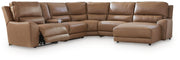 DeepWakes Caramel 6-Piece Power Reclining Sectional with Chaise - PCU62606S6