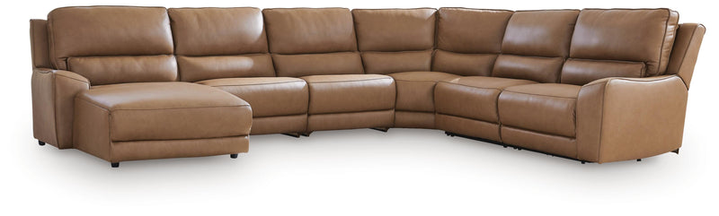 DeepWakes Caramel 6-Piece Reclining Sectional with Chaise - PCU62606S32