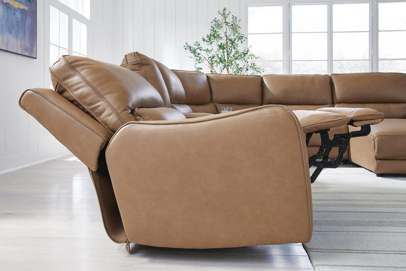 DeepWakes Caramel 6-Piece Reclining Sectional with Chaise - PCU62606S33