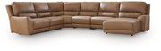 DeepWakes Caramel 6-Piece Reclining Sectional with Chaise - PCU62606S33