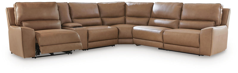 DeepWakes Caramel 6-Piece Reclining Sectional with Storage Console - PCU62606S36