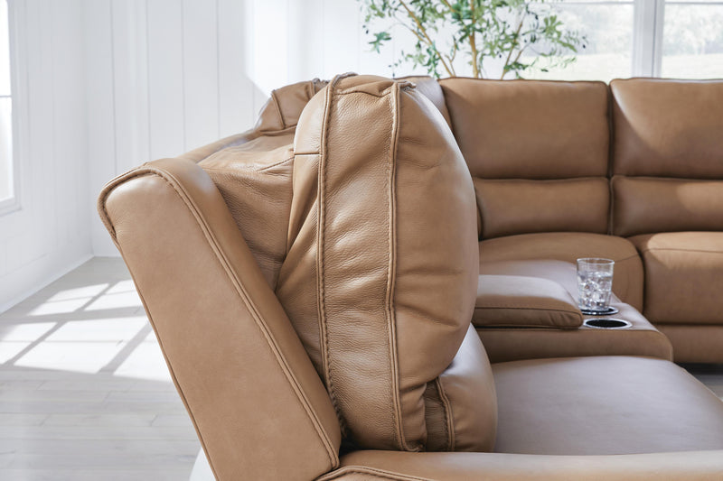DeepWakes Caramel 6-Piece Reclining Sectional with Storage Console - PCU62606S36