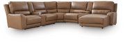 DeepWakes Caramel 7-Piece Reclining Sectional with Chaise and Storage Consoles - PCU62606S30