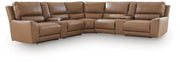 DeepWakes Caramel 7-Piece Reclining Sectional with Storage Consoles - PCU62606S34