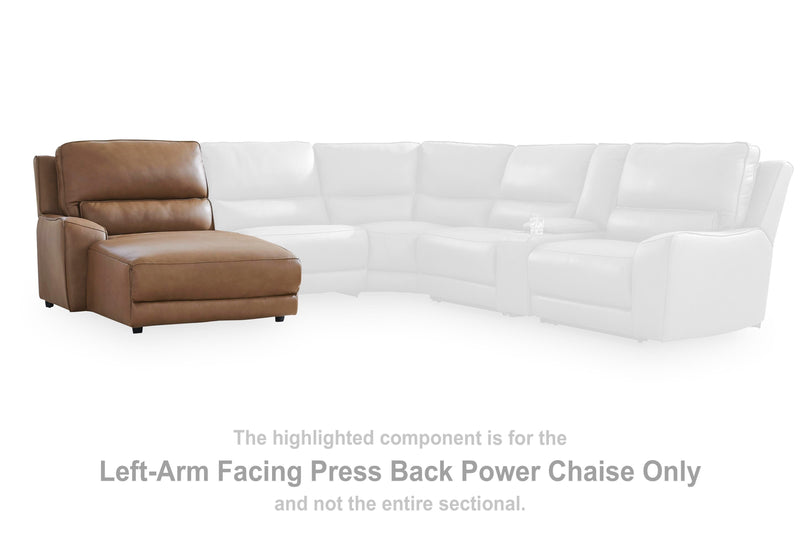DeepWakes Caramel Left-Arm Facing Press Back Power Chaise - PCU6260679