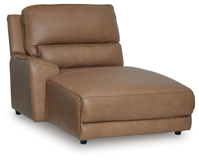 DeepWakes Caramel Left-Arm Facing Press Back Power Chaise - PCU6260679