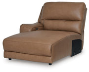 DeepWakes Caramel Left-Arm Facing Press Back Power Chaise - PCU6260679