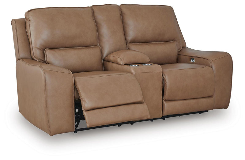 DeepWakes Caramel Power Reclining Loveseat with Console - PCU6260618