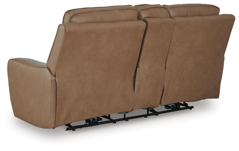 DeepWakes Caramel Power Reclining Loveseat with Console - PCU6260618