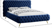 Delano Velvet Queen Bed Blue - Gate FurnitureQueen Bed