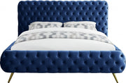 Delano Velvet Queen Bed Blue - Gate FurnitureQueen Bed