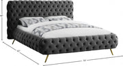 Delano Velvet Queen Bed Grey - Gate FurnitureQueen Bed