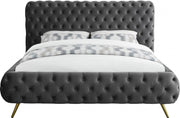 Delano Velvet Queen Bed Grey - Gate FurnitureQueen Bed