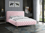 Delano Velvet Queen Bed Pink - Gate FurnitureQueen Bed