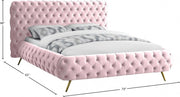 Delano Velvet Queen Bed Pink - Gate FurnitureQueen Bed