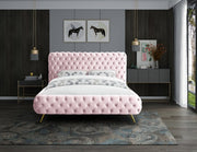 Delano Velvet Queen Bed Pink - Gate FurnitureQueen Bed
