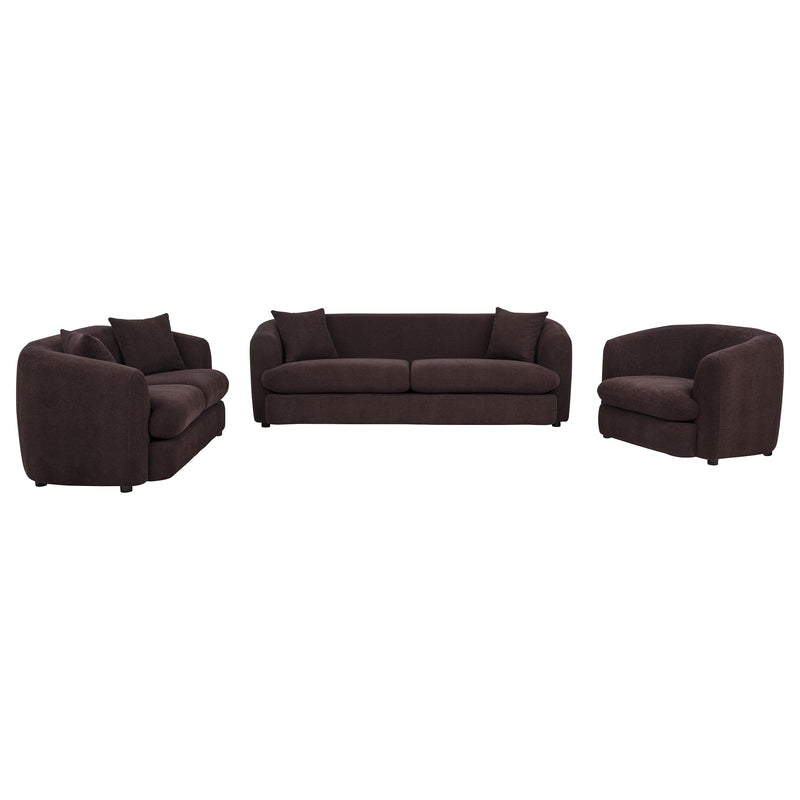 Delroy 3-Piece Stationary Sofa Set Aubergine Polyester Upholstery - 511261-S3