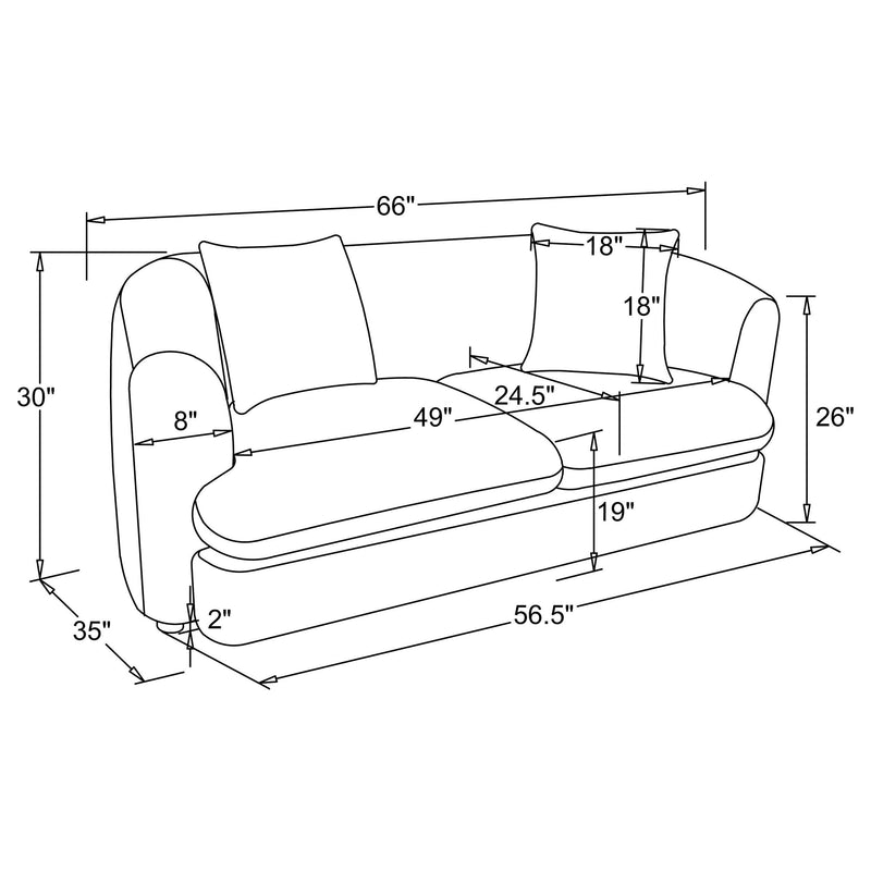 Delroy 3-Piece Stationary Sofa Set Aubergine Polyester Upholstery - 511261-S3