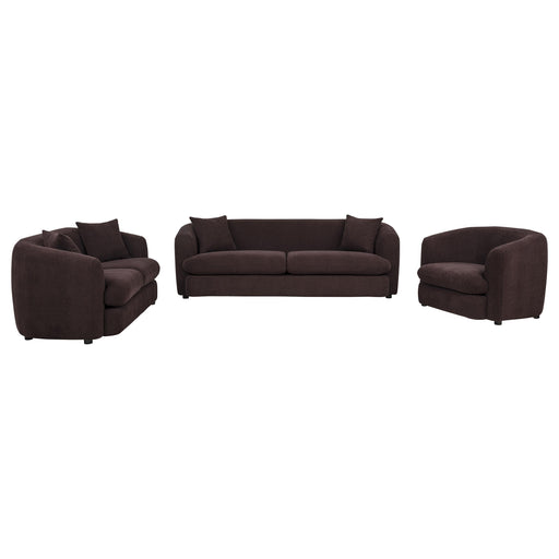 Delroy 3-Piece Stationary Sofa Set Aubergine Polyester Upholstery - 511261-S3