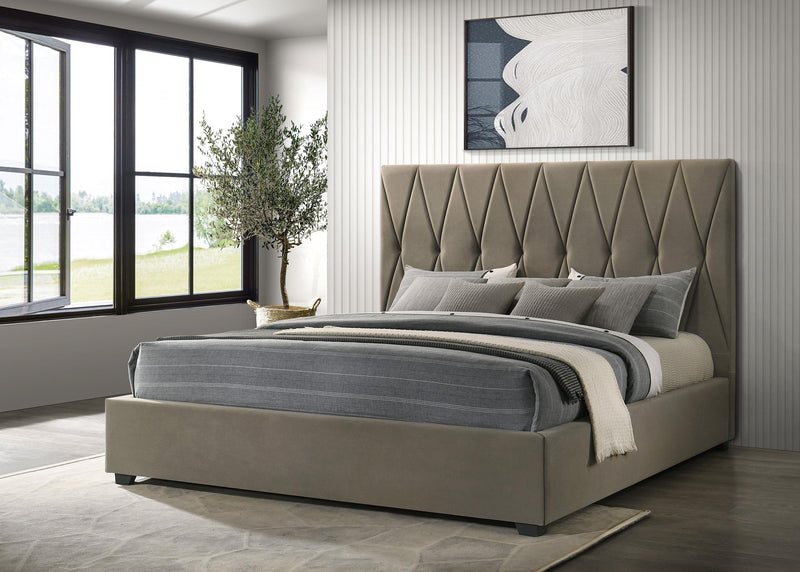 Delsea Upholstered Eastern King Platform Bed Light Brown - 315975KE