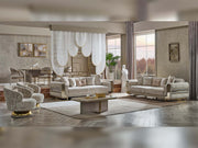 Delux 3-pieces (Sofa & Loveseat & Chair) Livingroom Set Cream in Cream - 101-DEL-DEL01-321