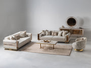 Delux 3-pieces (Sofa & Loveseat & Chair) Livingroom Set Cream in Cream - 101-DEL-DEL01-321