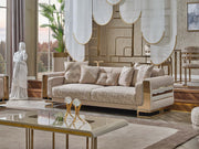 Delux 3-pieces (Sofa & Loveseat & Chair) Livingroom Set Cream in Cream - 101-DEL-DEL01-321