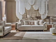 Delux 3-pieces (Sofa & Loveseat & Chair) Livingroom Set Cream in Cream - 101-DEL-DEL01-321
