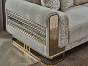 Delux 3-pieces (Sofa & Loveseat & Chair) Livingroom Set Cream in Cream - 101-DEL-DEL01-321